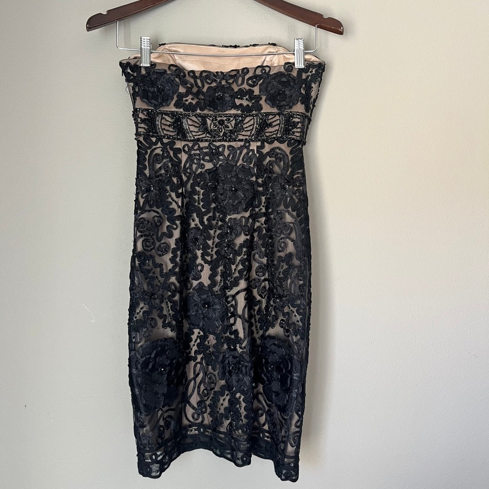 SUE WONG Y2K Cocktail Dress Size 0 Black Embroidered Beaded Prom Glamorous Party - Picture 3 of 8